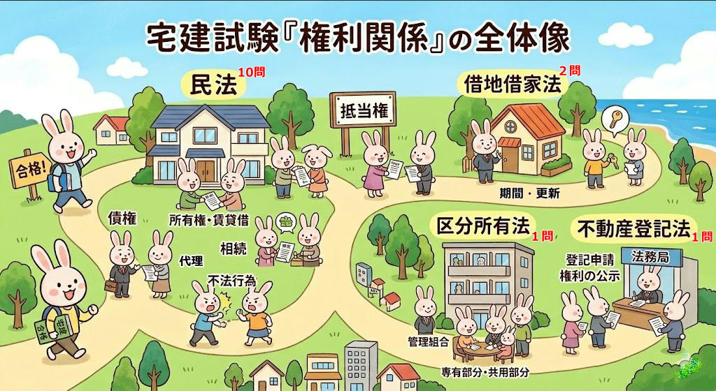 宅建試験の「権利関係」の全体像
