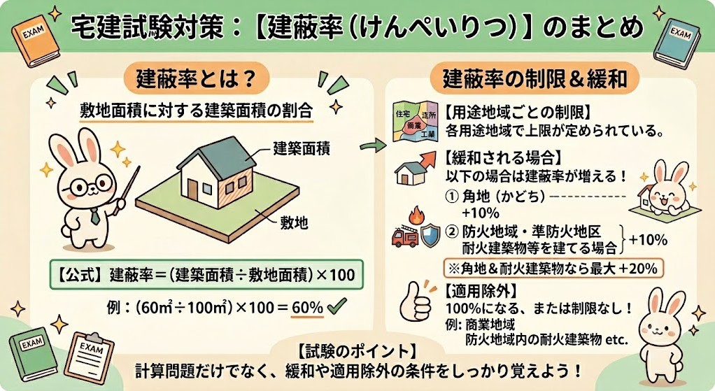 宅建試験で出題される「建蔽率」のまとめ