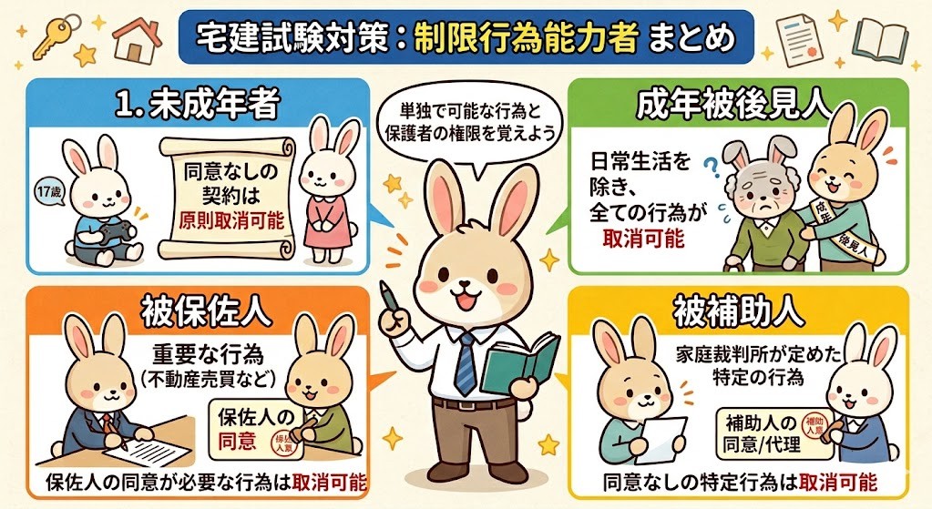 宅建試験で出題される「制限行為能力者」のまとめ