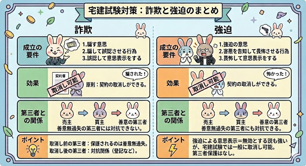 宅建試験で出題される「詐欺と強迫」のまとめ