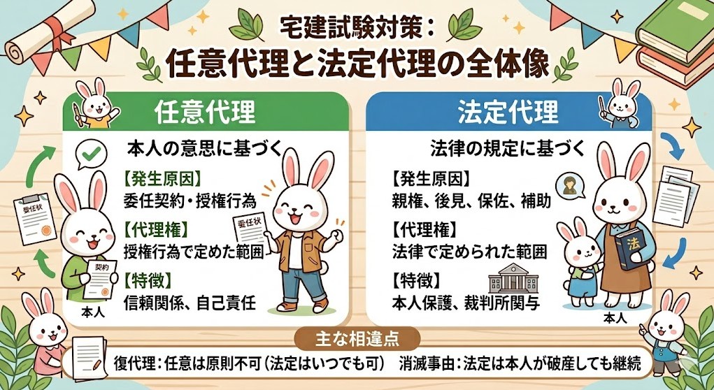宅建試験で出題される「任意代理と法定代理」のまとめ