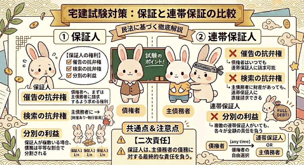 宅建試験で出題される「保証と連帯保証」のまとめ